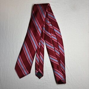 Ted Baker Red, Blue & White Striped Silk Tie